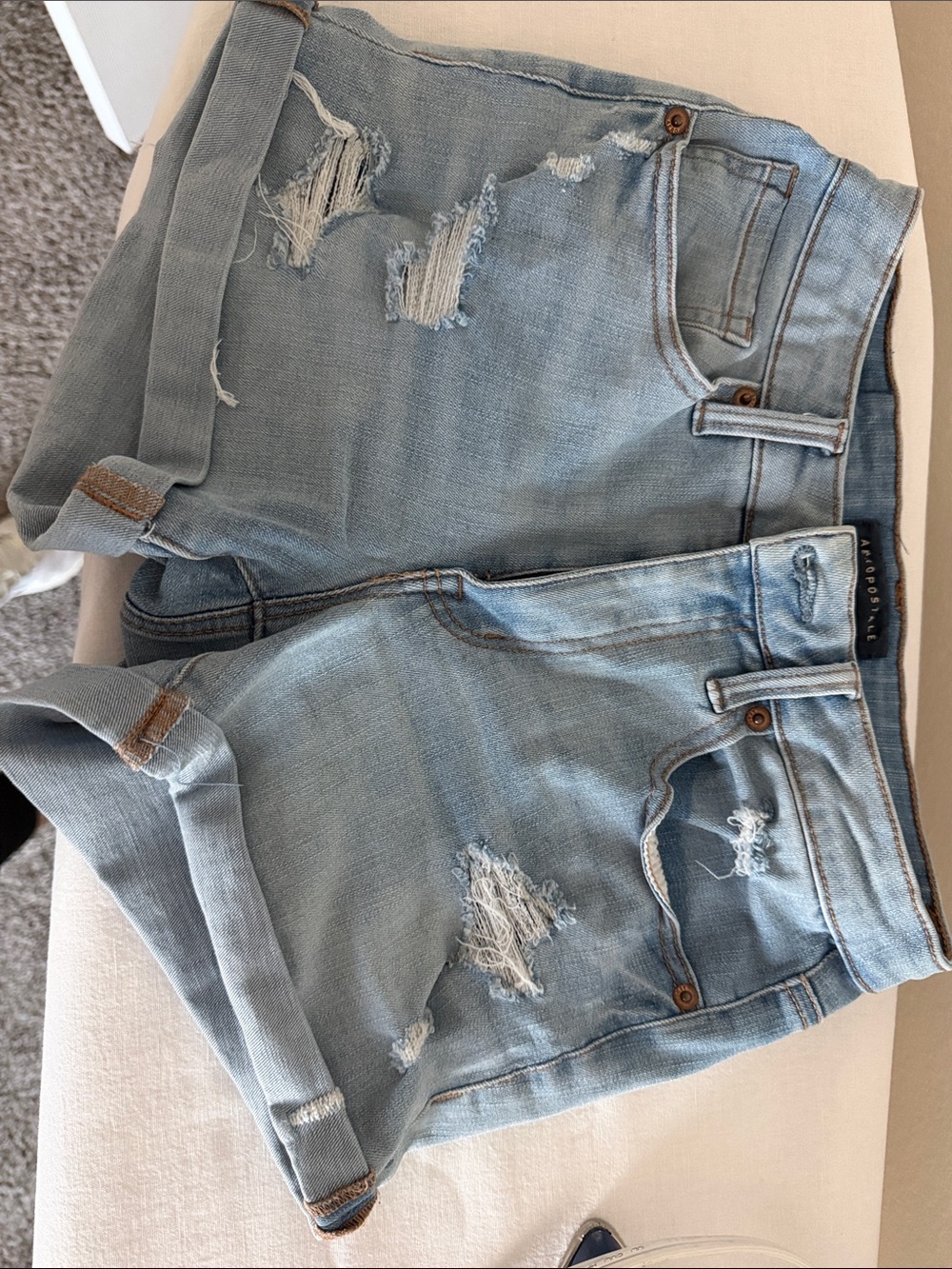 Aeropostale Light Blue Distressed Denim Shorts